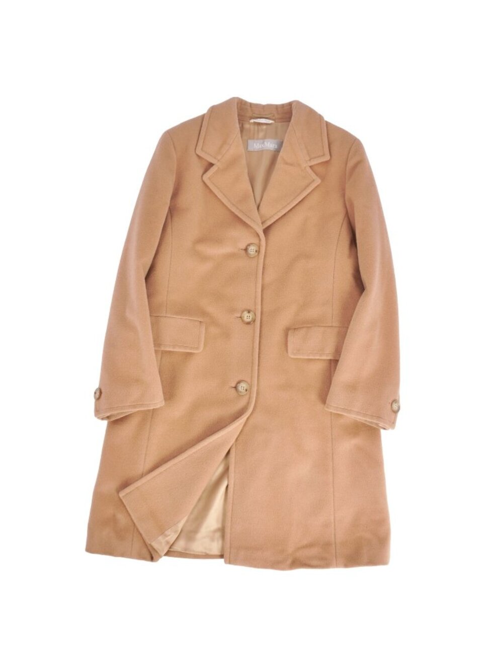 Max Mara Coat Long Chesterfield White Tag Wool Brown